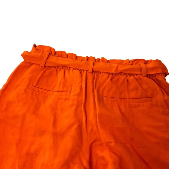 Loft Orange Linen-Blend High-Waist Paperbag Shorts Pockets Size L Petite resort - Picture 3 of 11